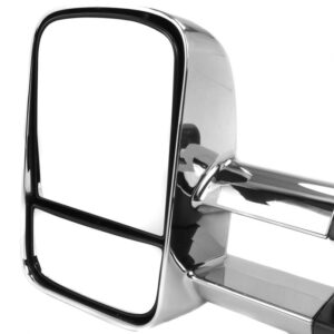 Tow Mirrors Adjustable Manual ABS Plastic Chrome Pair With Amber LED Turn Signal And Smoked Lens Chevrolet/GMC C/K Truck 1988-1998