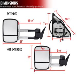 Tow Mirrors Adjustable Manual ABS Plastic Chrome Pair With Amber LED Turn Signal And Smoked Lens Chevrolet/GMC C/K Truck 1988-1998 - Image 8