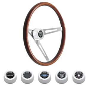 GT Performance GT3 Steering Wheel Kit Dark Wood Retro With Horn Button